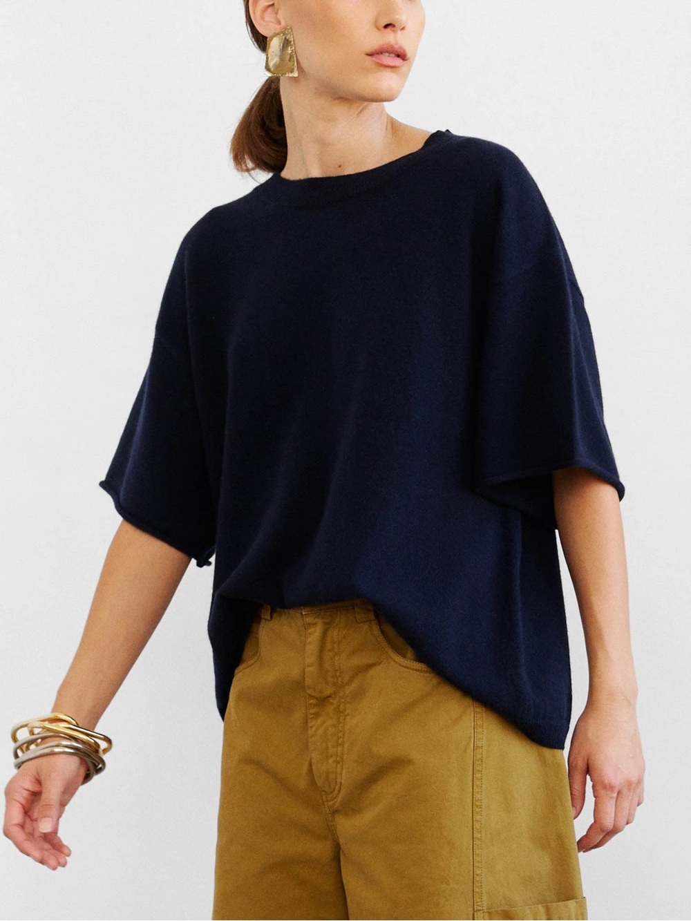 Jamie Haller Cashmere Cashmere T-Shirt in Navy - size P